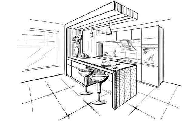 desenho de cozinha planejada